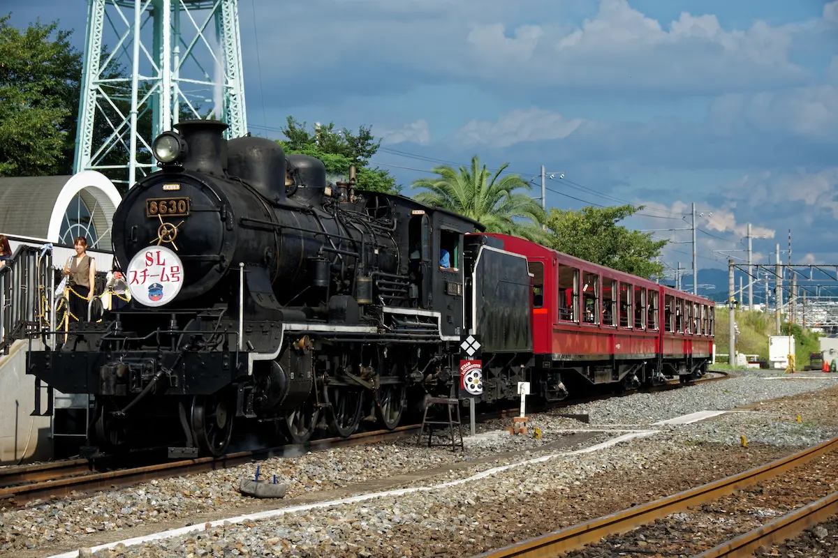 JGR Class 8620 steam locomotive at Kyoto Railway Museum — the real Mugen Train from Demon Slayer