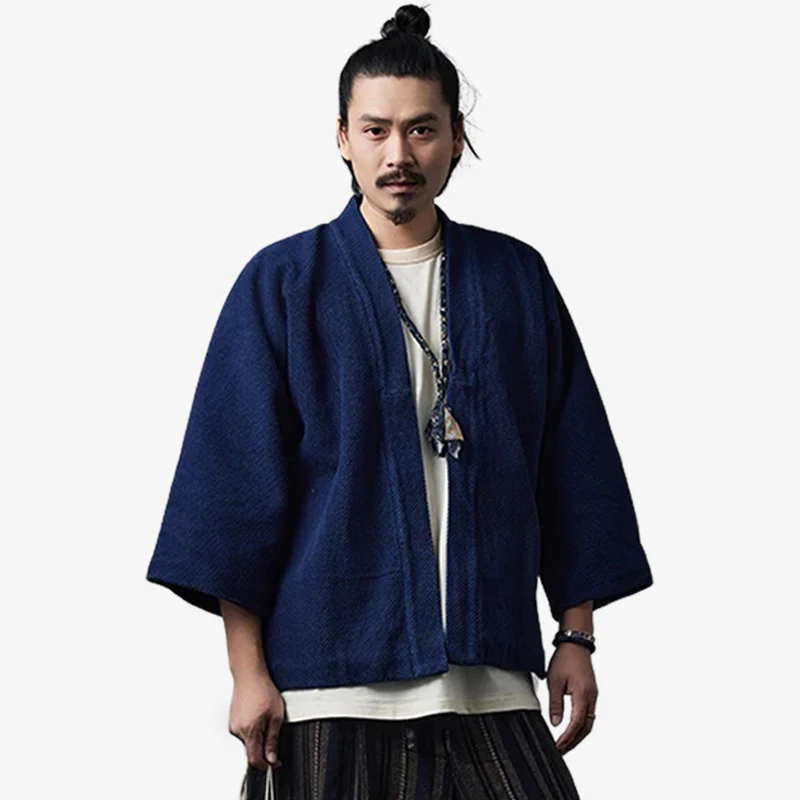 Urban haori jacket worn over streetwear — Japanese traditional fashion meets modern otaku style