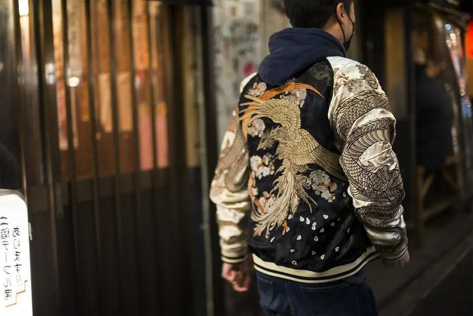 Sukajan jacket with anime embroidery — otaku streetwear Japan 2026