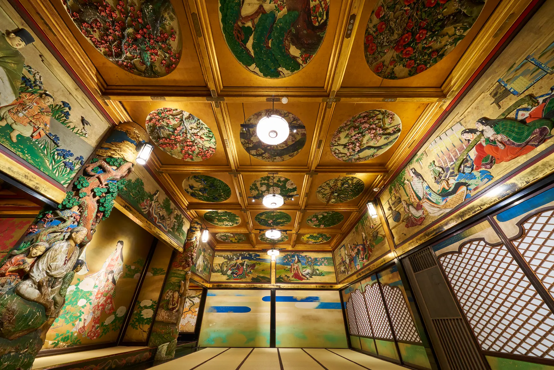 Meguro Gajoen interior corridor Tokyo — Spirited Away Yubaba's bathhouse luxury halls