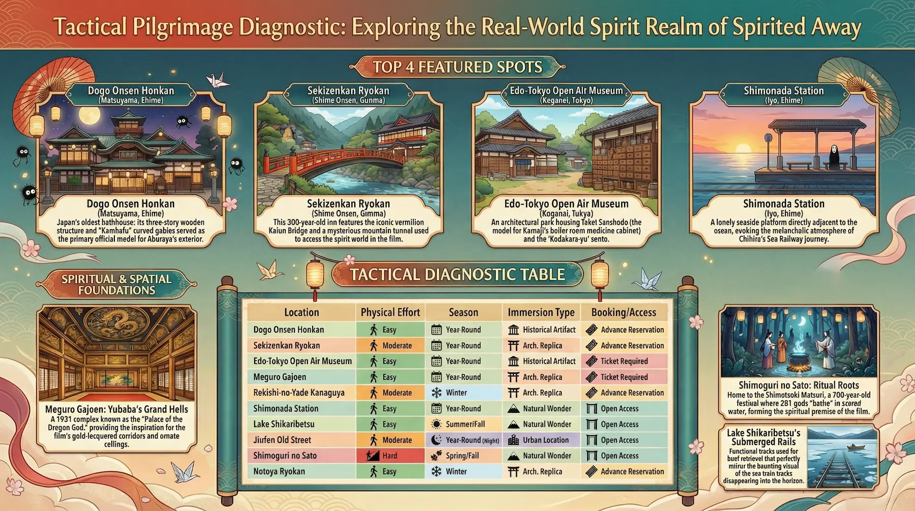 Spirited Away real locations Japan — pilgrimage diagnostic table effort season booking
