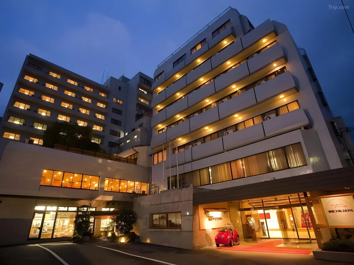 Chaharu ryokan exterior — Dogo Onsen shopping arcade