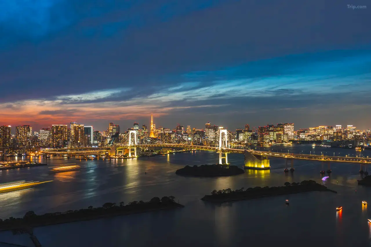Grand Nikko Tokyo Daiba — Rainbow Bridge and Tokyo Bay night view from hotel