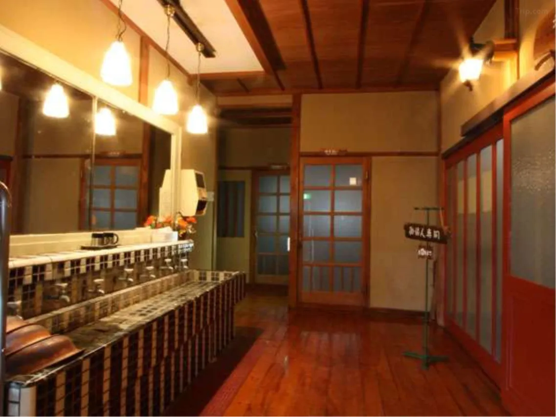 Communal or private hot spring bath at Kanaguya — natural onsen water from private springs