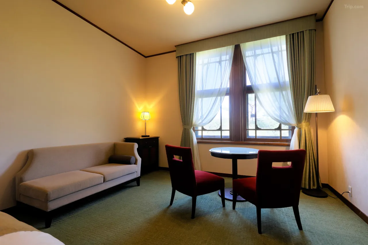 Nara Hotel guest room with Nara Park view