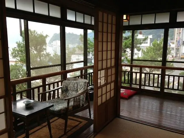 Yasudaya Ryokan exterior facing Mito Beach